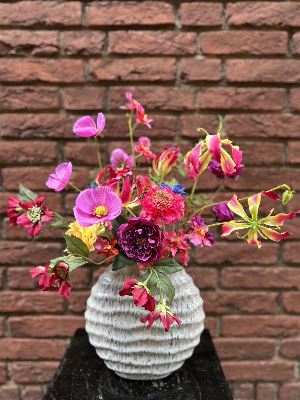 Zijdenarrangement roze-paars